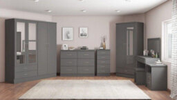 Seconique Nevada 4 Door 2 Drawer Mirrored Wardrobe In 3D Effect Grey Finish - thumbnail 7