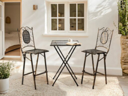 Beliani Garden Bar Table Bormio 60 Cm 60 Cm Metal Black - thumbnail 2