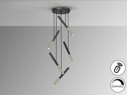 Luminosa Lighting Luminosa Edna Cluster Pendant Ceiling 5 Light Black, Gold Led 3000K Dimmable - Uk Stock - thumbnail 2