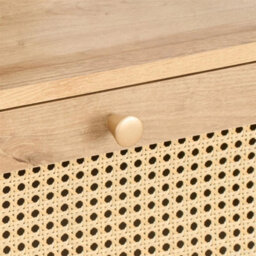 Oak Rattan Compact 1 Door 3 Drawer Sideboard Living Dining Room Furniture - thumbnail 4