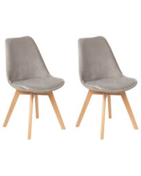 Beliani Elegance Living Set Of 2 Beige Velvet Dining Chairs With Beechwood Legs - thumbnail 3