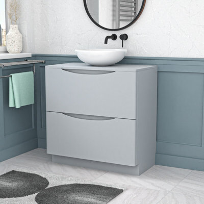 Nes Home Matte Grey 800mm Freestanding Vanity Unit With Round Ceramic Basin - image 1