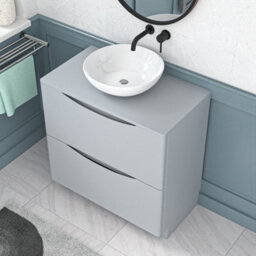 Nes Home Matte Grey 800mm Freestanding Vanity Unit With Round Ceramic Basin - thumbnail 3