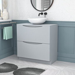 Nes Home Matte Grey 800mm Freestanding Vanity Unit With Round Ceramic Basin - thumbnail 1