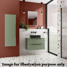 Hudson Reed Fluted Wall Hung 2-Drawer Vanity & Sparkling White Laminate Worktop, Counter Top Vanity Unit In Satin Green, 600mm - thumbnail 2