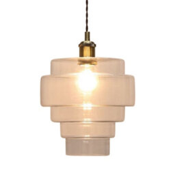 First Choice Lighting Set Of 2 Benson - 5 Tier Clear Glass Easy Fit Pendant Lightshades - thumbnail 5