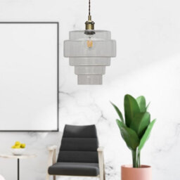 First Choice Lighting Set Of 2 Benson - 5 Tier Clear Glass Easy Fit Pendant Lightshades - thumbnail 7