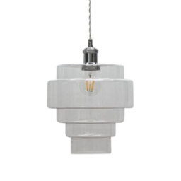 First Choice Lighting Set Of 2 Benson - 5 Tier Clear Glass Easy Fit Pendant Lightshades - thumbnail 2