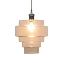 First Choice Lighting Set Of 2 Benson - 5 Tier Clear Glass Easy Fit Pendant Lightshades - thumbnail 3