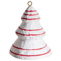 Beliani Set Of 12 Christmas Tree Oranments Gidealven Papier-Mâché Red/ White - thumbnail 4
