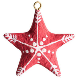 Beliani Set Of 12 Christmas Tree Oranments Gidealven Papier-Mâché Red/ White - thumbnail 5