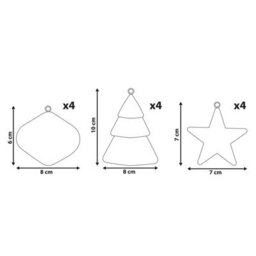 Beliani Set Of 12 Christmas Tree Oranments Gidealven Papier-Mâché Red/ White - thumbnail 3