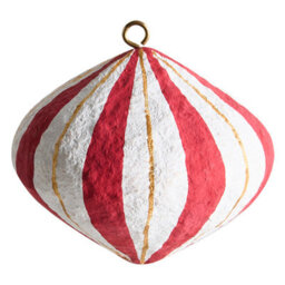 Beliani Set Of 12 Christmas Tree Oranments Gidealven Papier-Mâché Red/ White - thumbnail 6