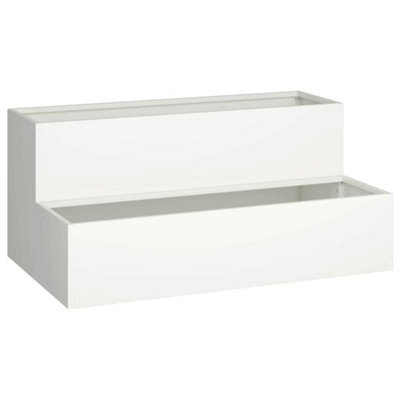 Berkfield Modern Garden Planter White 100 X 60 X 45 Cm Steel - image 1