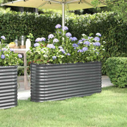 Walplus Garden Raised Bed Galvanised Steel 152X40X68 Cm Anthracite