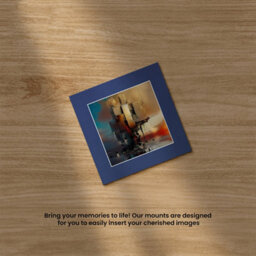 Ak Frames 6X6 Blue Picture Mounts To Fit 4X4 Aperture Size - Mount Board Only (No Frame Included) - thumbnail 5