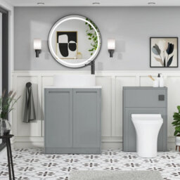 Royal Bathrooms Royal Bathroom Elmore 700mm Matt Pebble Grey Freestanding Countertop Bathroom Vanity Unit 2 Door With Peak Basin - thumbnail 5