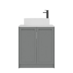 Royal Bathrooms Royal Bathroom Elmore 700mm Matt Pebble Grey Freestanding Countertop Bathroom Vanity Unit 2 Door With Peak Basin - thumbnail 7