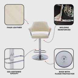 Hnnhome Modern Emper Padded Swivel Faux Leather Breakfast Kitchen Bar Stool Pub Barstool (Cream) - thumbnail 2