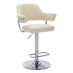 Hnnhome Modern Emper Padded Swivel Faux Leather Breakfast Kitchen Bar Stool Pub Barstool (Cream) - thumbnail 1