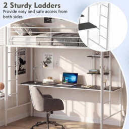 Single Bed Loft Frame With Attached Desk And Storage Shelves - thumbnail 4