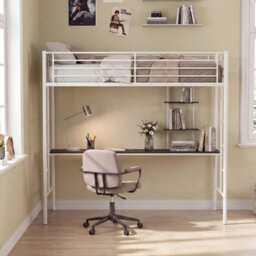 Single Bed Loft Frame With Attached Desk And Storage Shelves - thumbnail 6