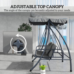 Outsunny 2-In-1 Swing Chair 3 Seater Hammock Cushion Bed Tilt Canopy - thumbnail 4