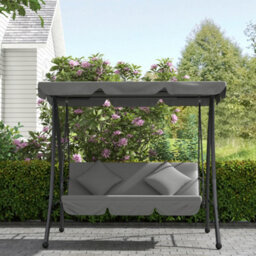 Outsunny 2-In-1 Swing Chair 3 Seater Hammock Cushion Bed Tilt Canopy - thumbnail 8