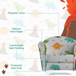 Kidsaw Kids Mini Chair Sofa Dinosaur Grey - thumbnail 4