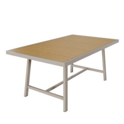 Abrihome Beige 6-Seater Garden Dining Set With Galvanised Iron Frame, Woven Rope Chairs & Plastic Wood Table - thumbnail 7