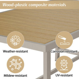 Abrihome Beige 6-Seater Garden Dining Set With Galvanised Iron Frame, Woven Rope Chairs & Plastic Wood Table - thumbnail 4