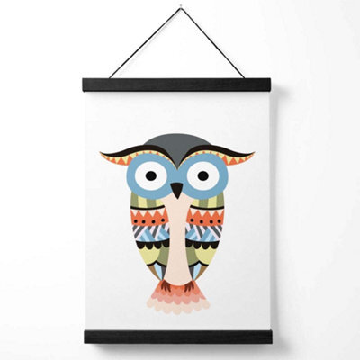 Artze Wall Art Totem Owl Tribal Animal Art Print With Black Frame Size: A4 - image 1