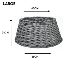 Natural Grey Wicker Christmas Tree Skirt 45Cm Top 65Cm Bottom 34Cm Height - Large - thumbnail 2