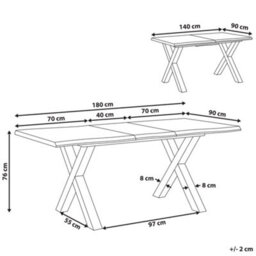 Beliani Extending Dining Table Bronson Dark Brown 140/180 Cm 90 Cm - thumbnail 3