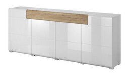 Arte Toledo 25 Sideboard Cabinet In  White & San Remo Oak - Spacious & Perfect For Dining Essentials & More - W2080mm X H830mm X D390mm