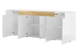 Arte Toledo 25 Sideboard Cabinet In  White & San Remo Oak - Spacious & Perfect For Dining Essentials & More - W2080mm X H830mm X D390mm - thumbnail 2