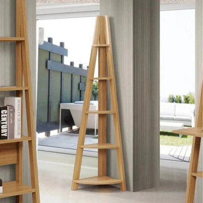 Ladder Corner Bookcase In Oak For The Modern Living Space - image 1