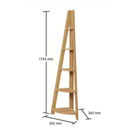 Ladder Corner Bookcase In Oak For The Modern Living Space - thumbnail 2