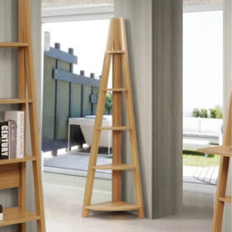 Ladder Corner Bookcase In Oak For The Modern Living Space - thumbnail 1