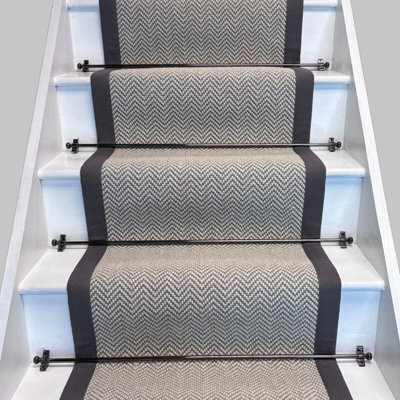 RainbowHome Herringbone Dapple Pure Wool Stair Runner With 100% Cotton Grey Border 60 650 - image 1