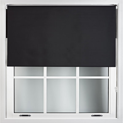 Furnished Blackout Roller Blinds - Black Trimmable Blind For Windows And Doors (W)115Cm (L)210Cm - image 1