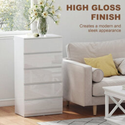 Homcom Bedroom Chest Of Drawers, 5 Drawers Dresser, Drawer Unit, White - thumbnail 5