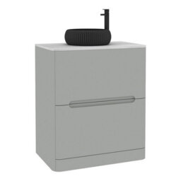 Royal Bathrooms Venice 700mm Dove Grey Freestanding Bathroom Countertop Vanity Unit 2 Drawer With Milan Black Basin - thumbnail 7
