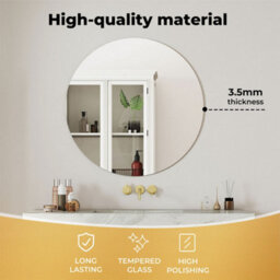 Levede 40Cm Round Wall Mirror Frameless Tempered Glass Decor - thumbnail 8