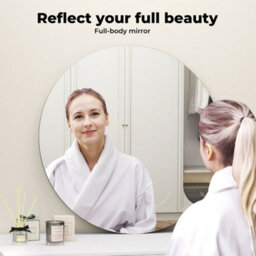 Levede 40Cm Round Wall Mirror Frameless Tempered Glass Decor - thumbnail 9