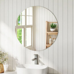 Levede 40Cm Round Wall Mirror Frameless Tempered Glass Decor - thumbnail 1