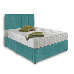 Dining Tables Zanzibar Headboard Divan Set , 2 Drawer On Same Side With Sprung 1500 Comfort Mattress - Plush Velvet Duck Egg - Double - thumbnail 4