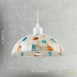 Happy Homewares Mother Of Pearl Mosaic Dome Pendant Lighting Shade With Coloured Tiles - thumbnail 7