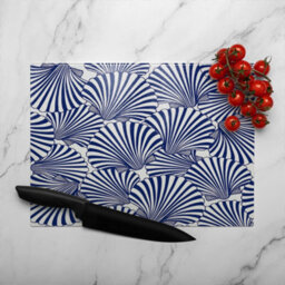 Benjamin Tate Design Striped Sea Shells Glass Chopping Boarddesigner Style - thumbnail 3