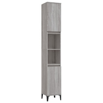 Berkfield Durable Bathroom Cabinet Grey Sonoma 30X30X190 Cm Engineered Wood